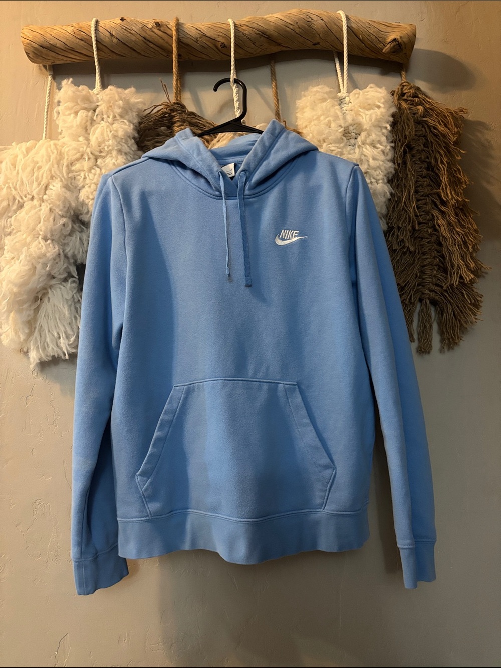 Nike Light Blue Pullover Hoodie with White Logo